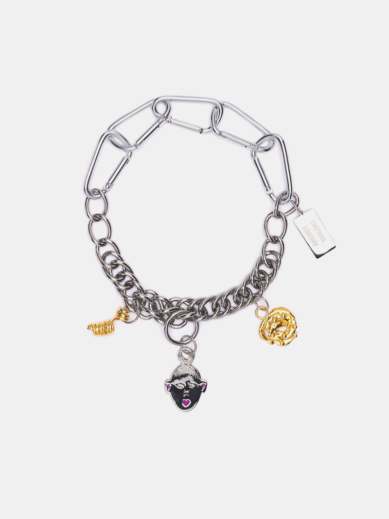 Triple Curl Charm Necklace (6587-TRIPLE-CURL-SILVER)