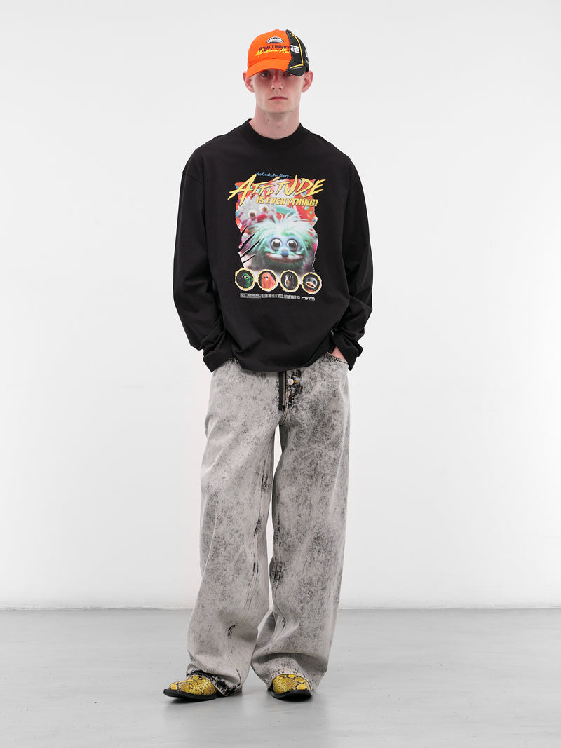 Black Oversized Graphic Long Sleeve (658JE06001-BLACK)