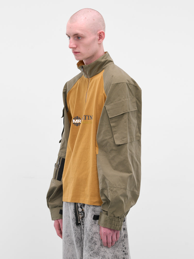 Two-Tone Shrunken Utility Jacket (669JE06718-BROWN)