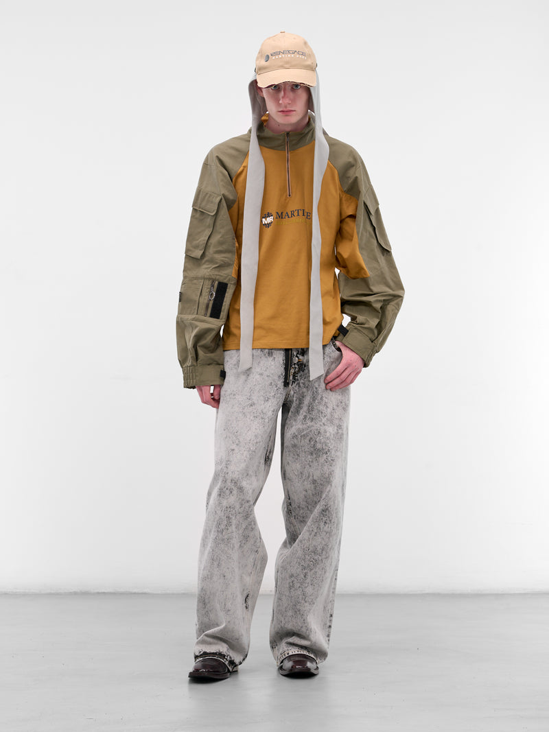 Two-Tone Shrunken Utility Jacket (669JE06718-BROWN)