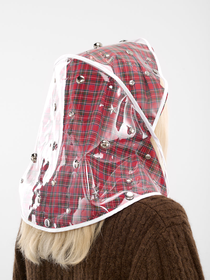 Red Layered Tartan Rain Hat (6712-RAIN-HAT-CLEAR)
