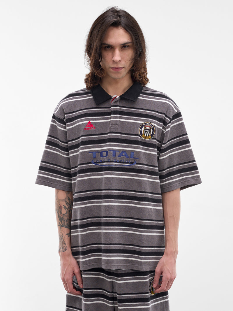 Gray Striped Polo Shirt (674JE09059-GREY)