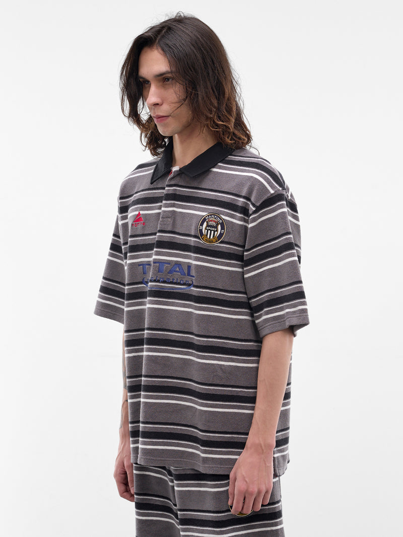 Gray Striped Polo Shirt (674JE09059-GREY)