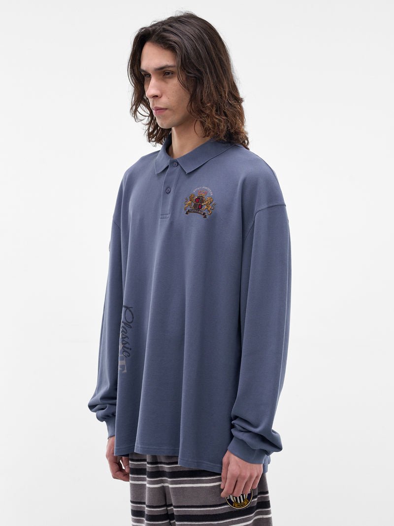 Blue Embroidered Long Sleeve Polo (688JE02535-BLUE)