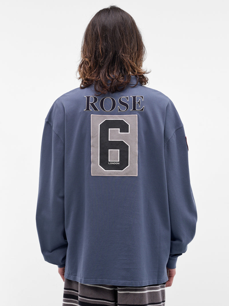 Blue Embroidered Long Sleeve Polo (688JE02535-BLUE)