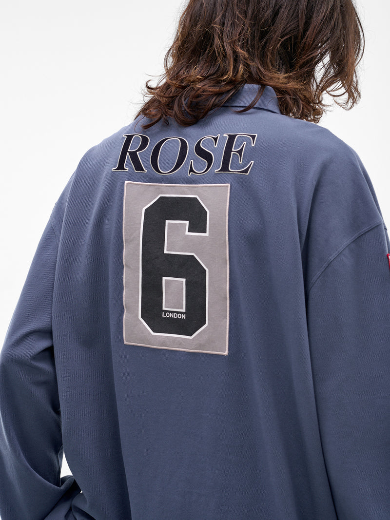 Blue Embroidered Long Sleeve Polo (688JE02535-BLUE)