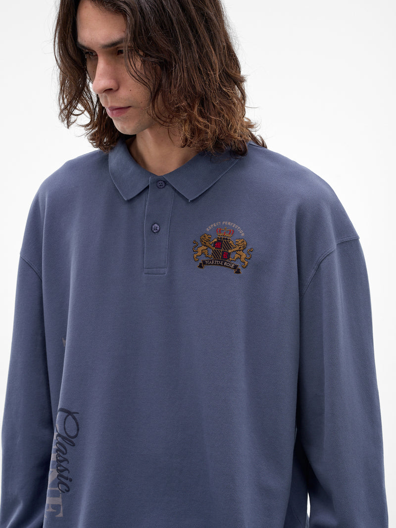 Blue Embroidered Long Sleeve Polo (688JE02535-BLUE)
