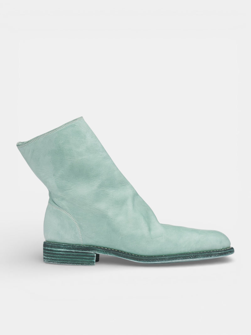 Horse Leather Side Zip Boots (696X-M-HFS-CO178T-PASTEL-GREEN)