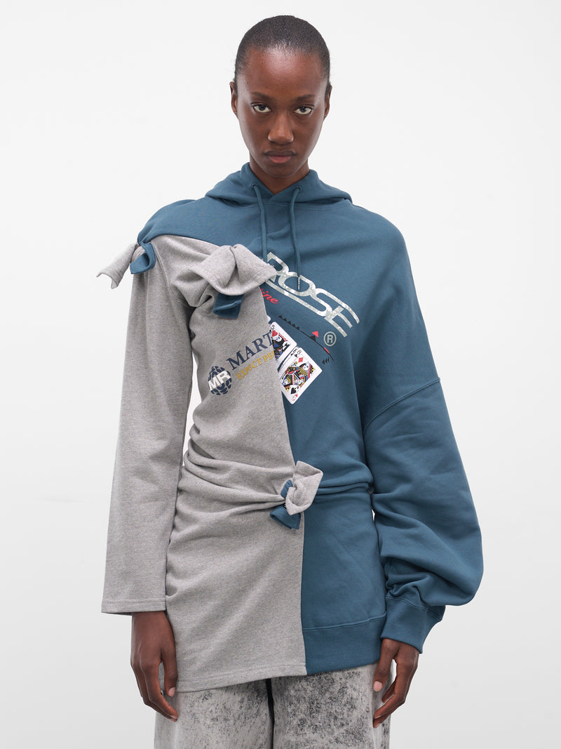 Asymmetric Deconstructed Two-Tone Hoodie (697JE07605-GREY)