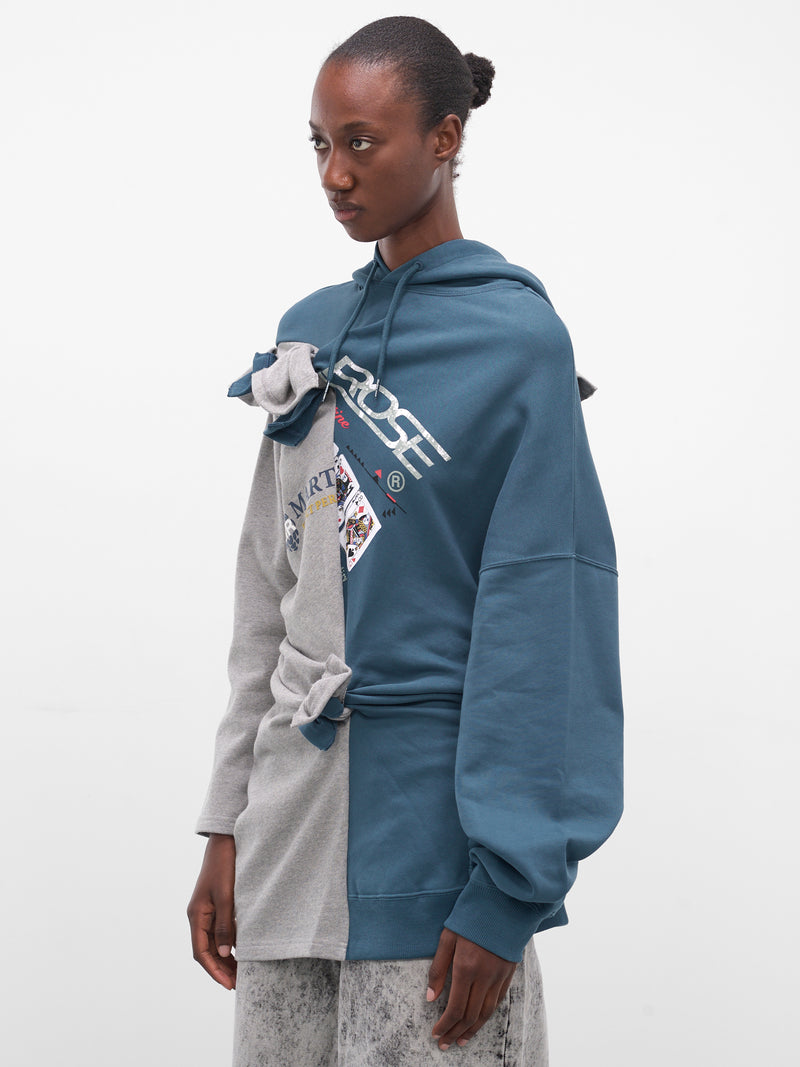Asymmetric Deconstructed Two-Tone Hoodie (697JE07605-GREY)
