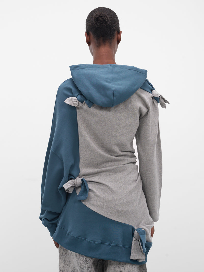 Asymmetric Deconstructed Two-Tone Hoodie (697JE07605-GREY)