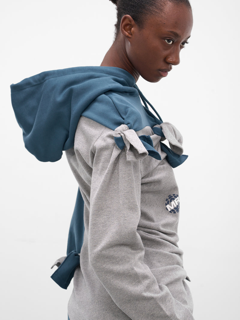 Asymmetric Deconstructed Two-Tone Hoodie (697JE07605-GREY)