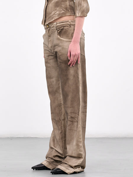 la favola ラファーボラ BAGGY PANTS CAMEL DENIM Mowalola Baggy Jeans (6L4JJ5850000-WHITE)