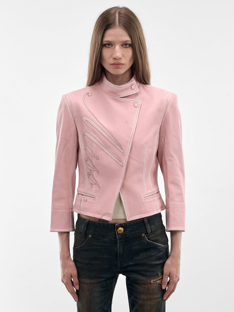 Pink Leather Tailored Jacket (6M1LJ41300-LIGHT-PINK)