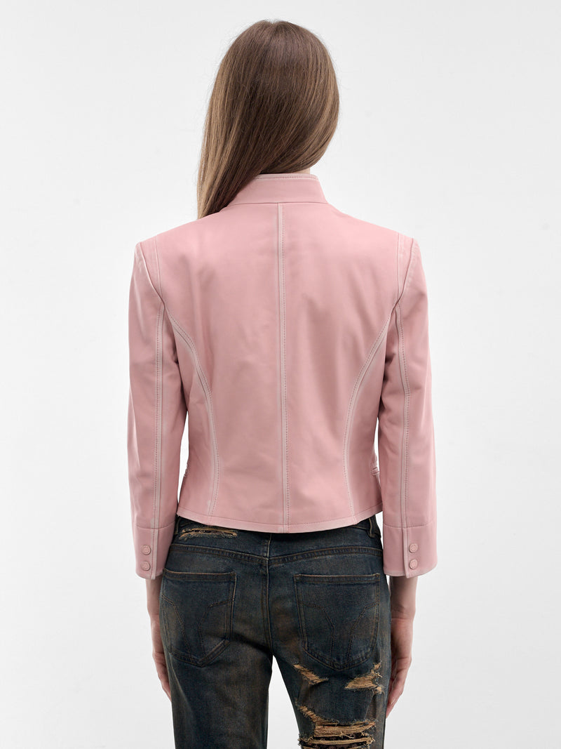 Pink Leather Tailored Jacket (6M1LJ41300-LIGHT-PINK)