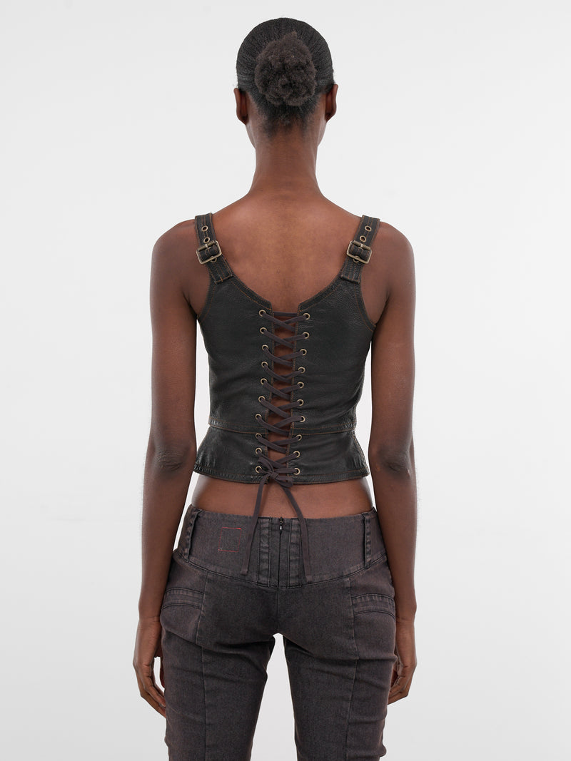 Miss Sixty x KNWLS Leather Corset (6M1LJ92500-RETRO-BLACK)