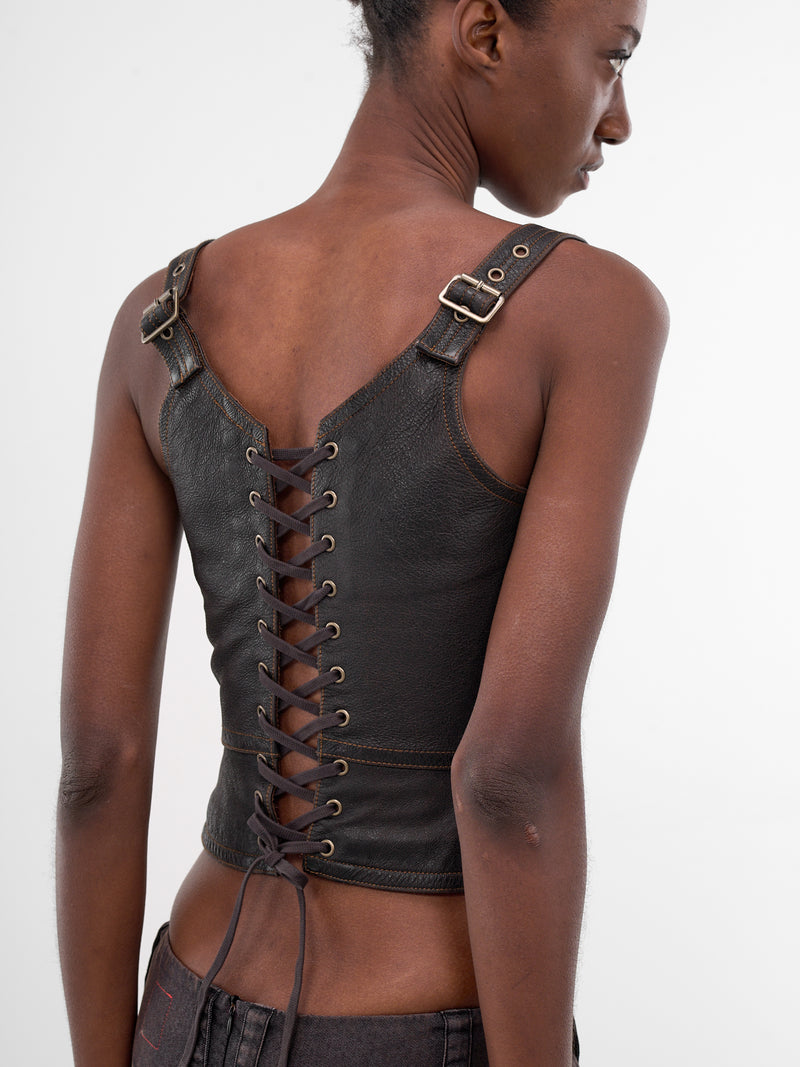 Miss Sixty x KNWLS Leather Corset (6M1LJ92500-RETRO-BLACK)