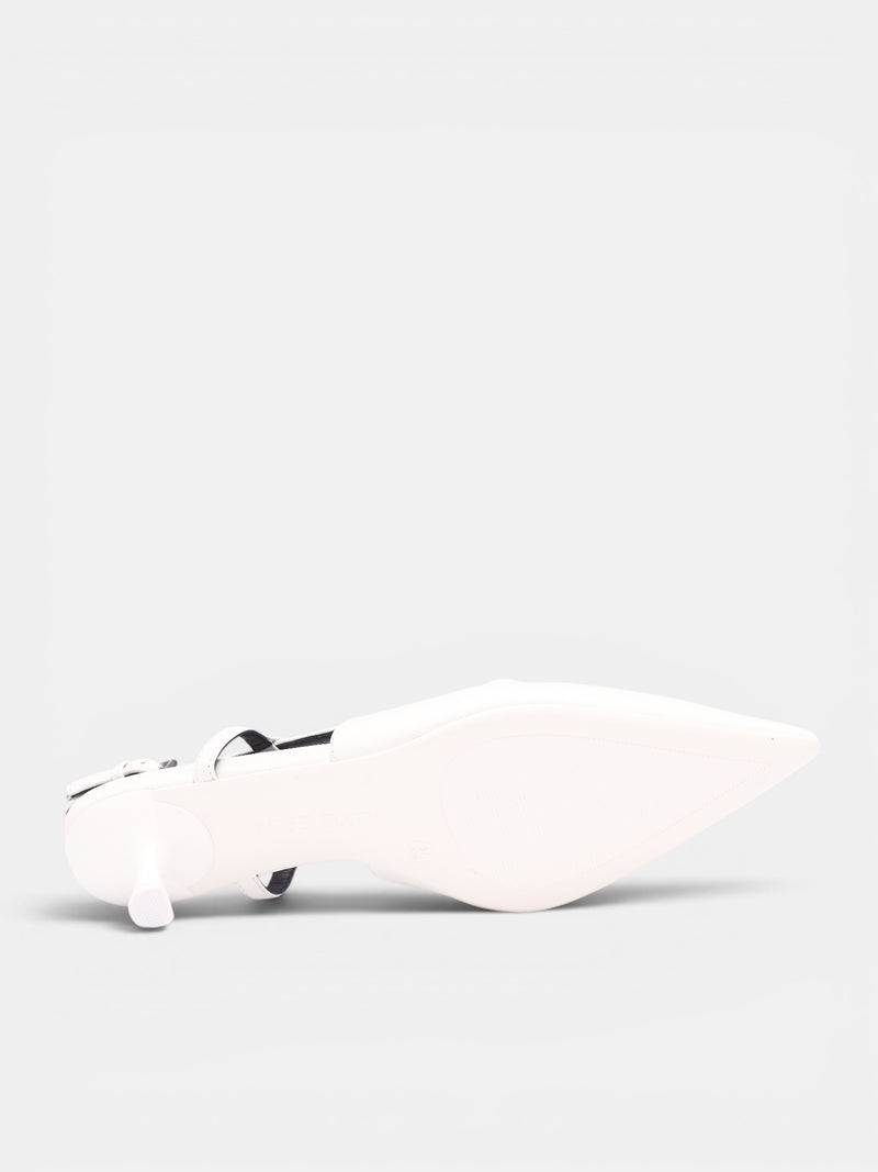 White Leather Studded High Heels (6M1QJ82300-OFF-WHITE)