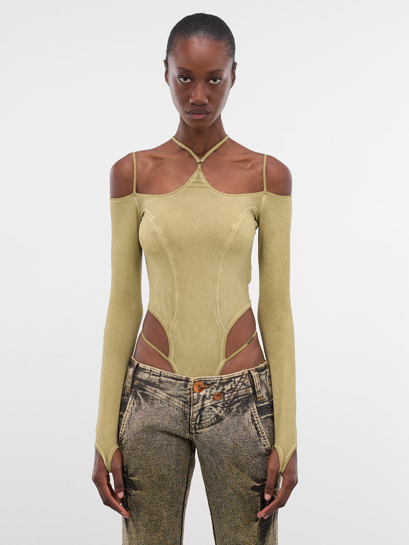 Miss Sixty x KNWLS Jersey Bodysuit (6M1SJ93200-MUSTARD-GREEN)