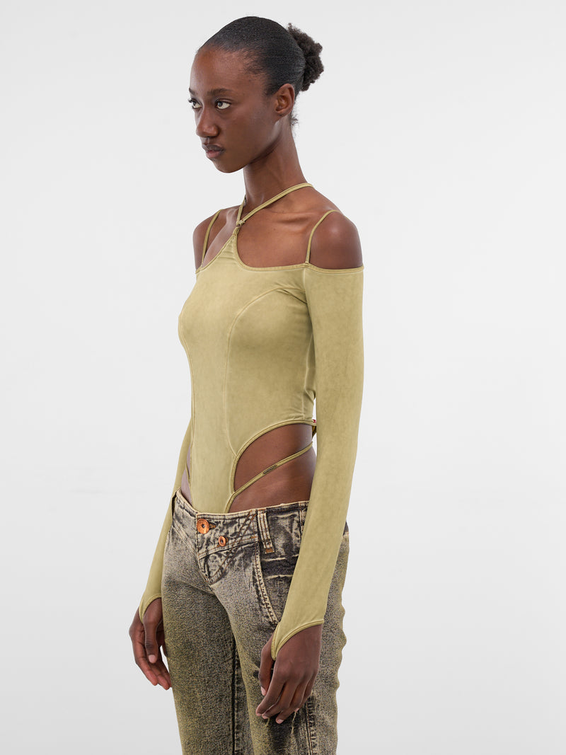 Miss Sixty x KNWLS Jersey Bodysuit (6M1SJ93200-MUSTARD-GREEN)