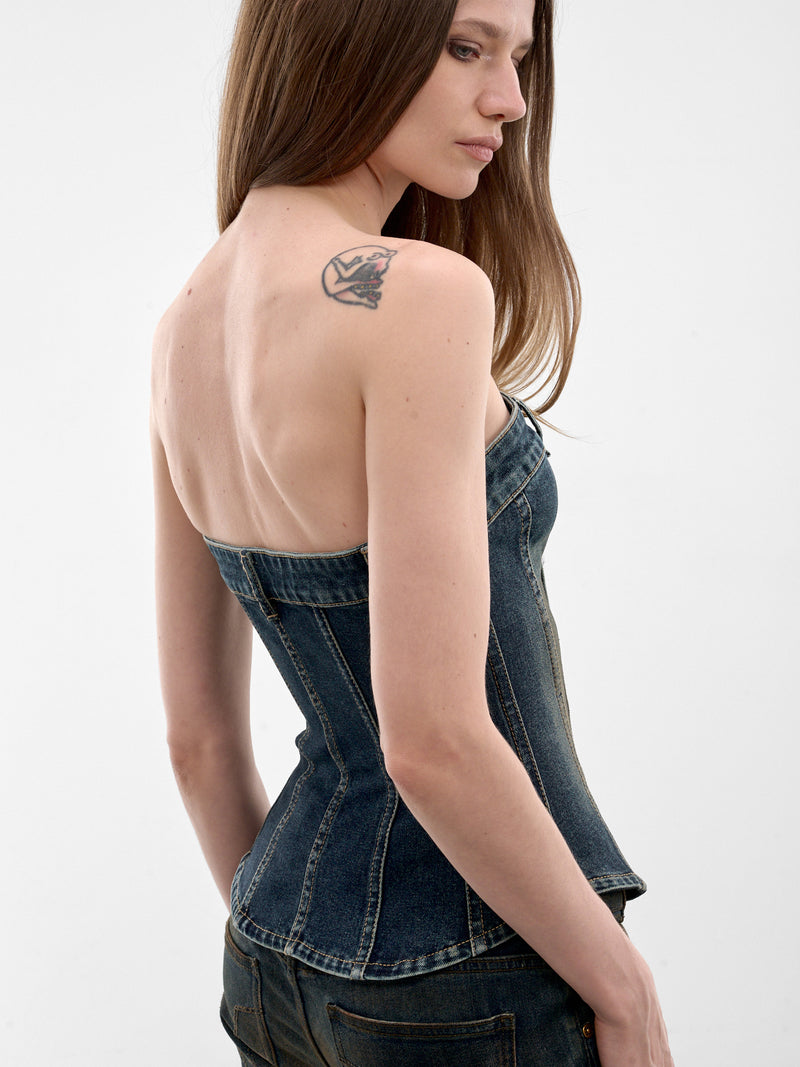 Dark Denim Strapless Corset (6M1XJ4330A-DARK-BLUE)