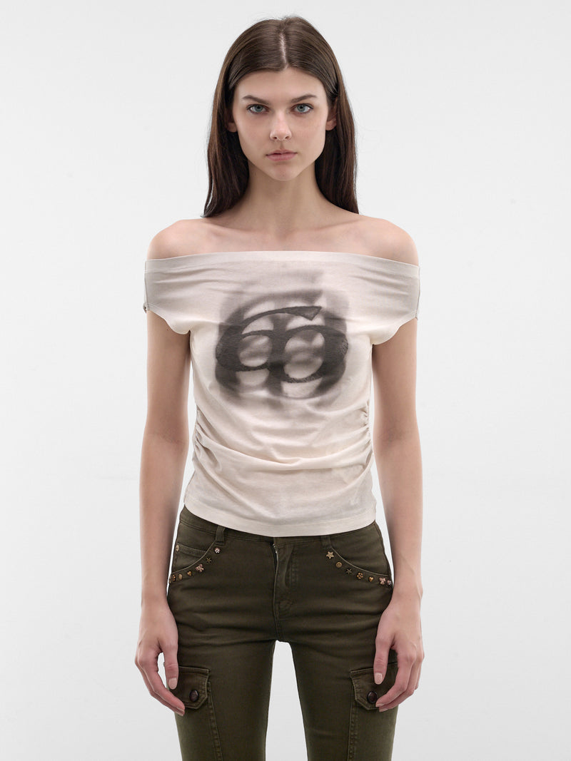 Khaki Off-Shoulder Logo Tee (6M2SJ46200-VINTAGE-KHAKI)