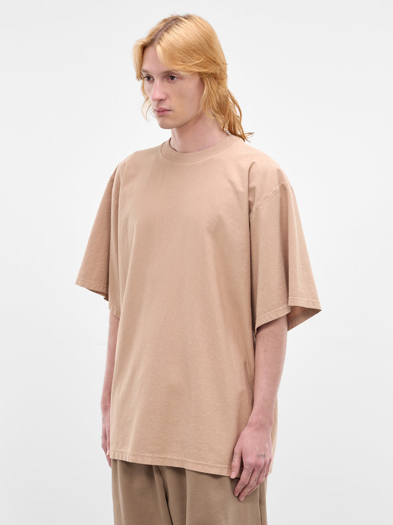 Beige Oversized Embroidered Logo Tee (70007T-HC293-MEDIUM-BEIGE)