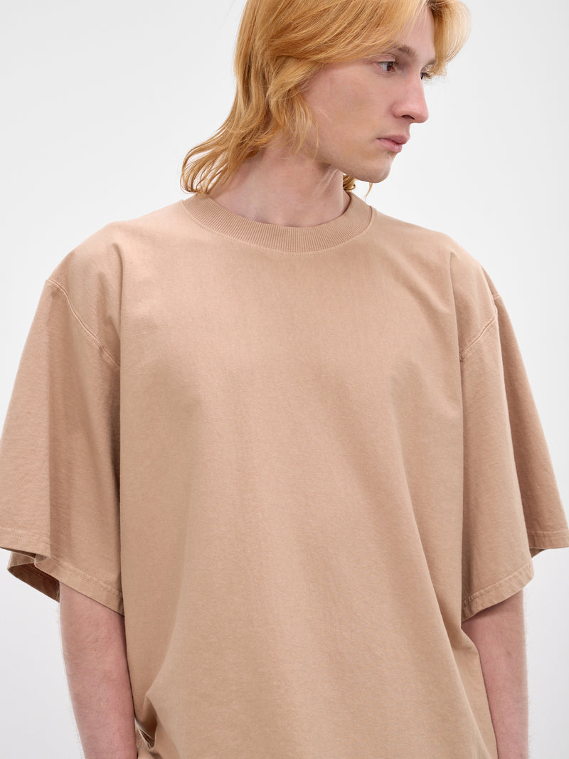 Beige Oversized Embroidered Logo Tee (70007T-HC293-MEDIUM-BEIGE)