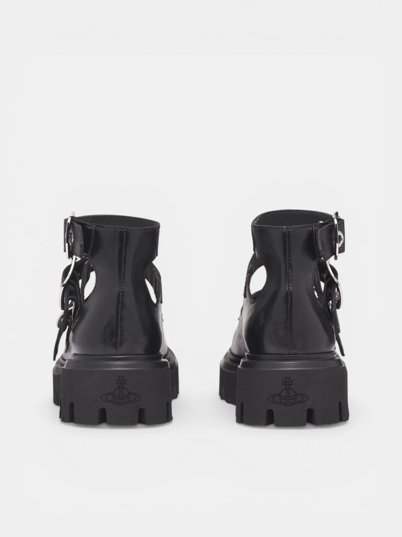 Black Leather Strap Bacchus Boots (7201000NW-L00B0-BLACK)