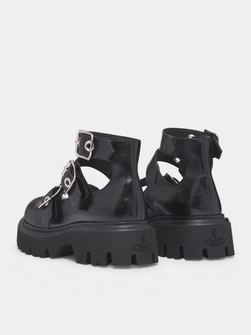 Black Leather Strap Bacchus Boots (7201000NW-L00B0-BLACK)