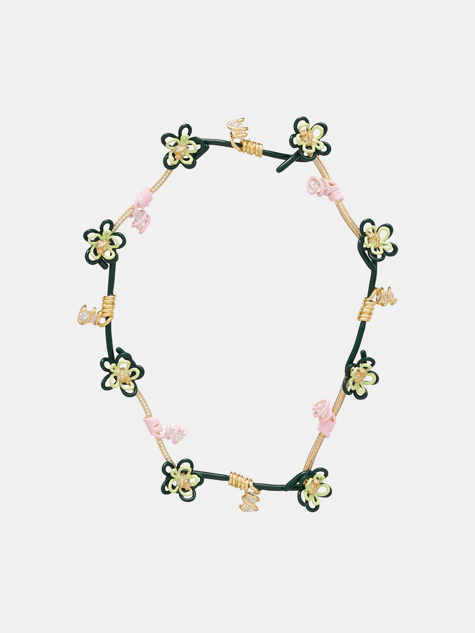 Wire Flower Necklace (740709VBOB7-9096-EBANO-BIANCO)