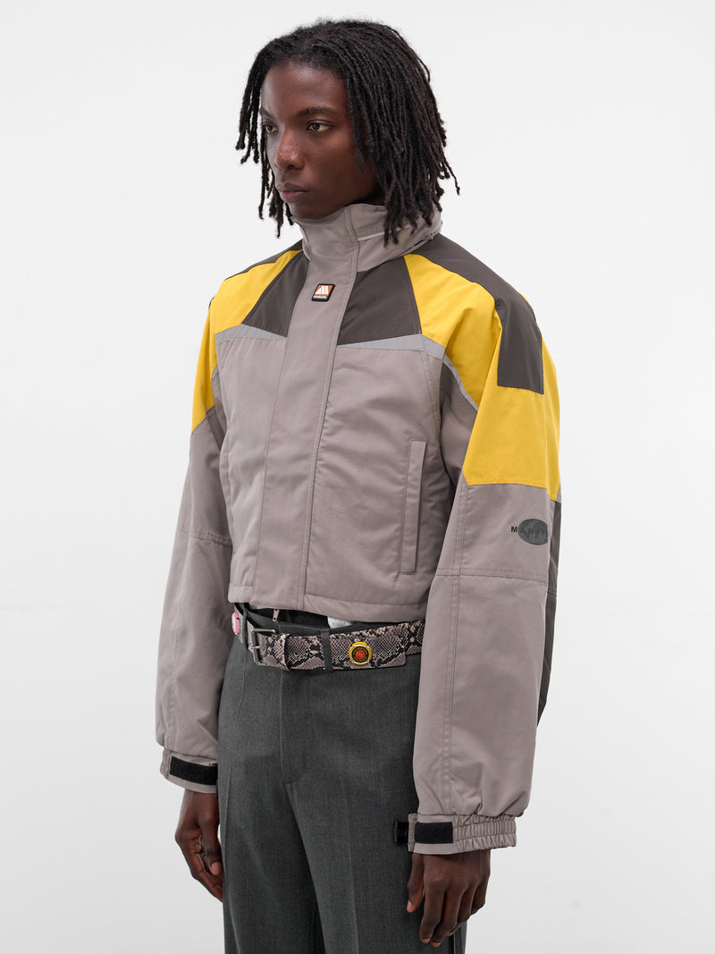 Gray Shrunken Sports Jacket (741WO10054-GREY-YELLOW)