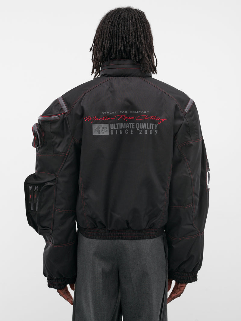 Black Nylon Bumbag Parka Jacket (750WO15035-BLACK-RED)