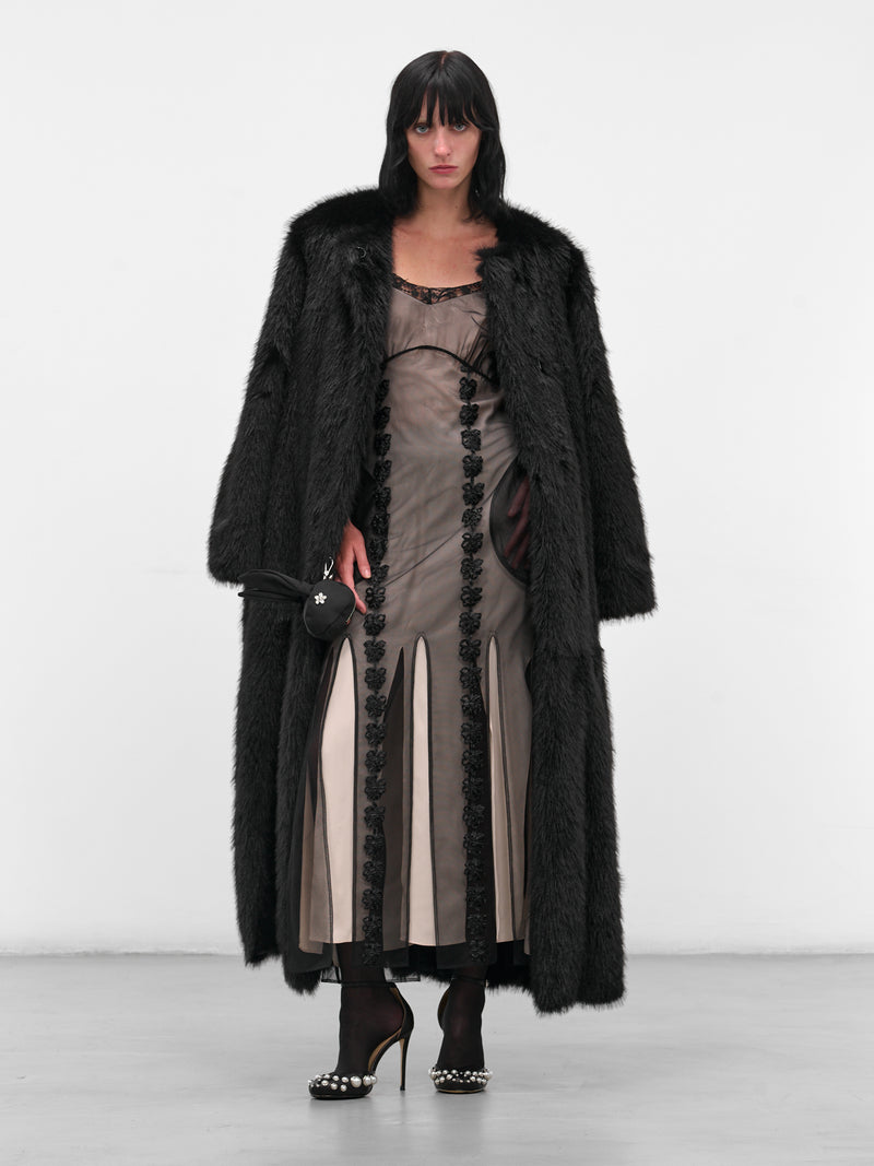 Black Oversized Long Fur Coat (2074-1090-BLACK)