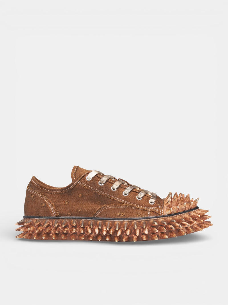 Brown Canvas Spiky Sneakers (76FT67-BROWN)
