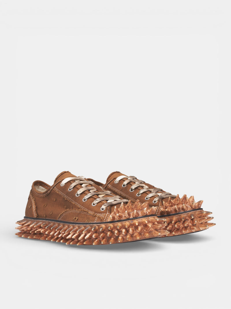 Brown Canvas Spiky Sneakers (76FT67-BROWN)