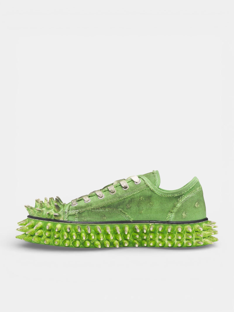 Green Canvas Spiky Sneakers (76FT67-GREEN)
