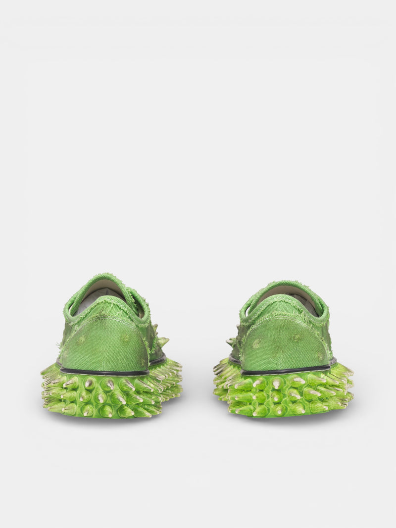 Green Canvas Spiky Sneakers (76FT67-GREEN)