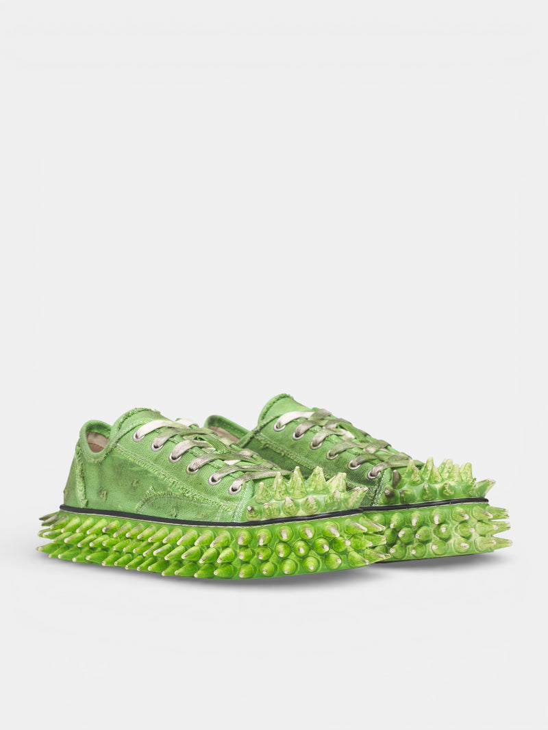 Green Canvas Spiky Sneakers (76FT67-GREEN)