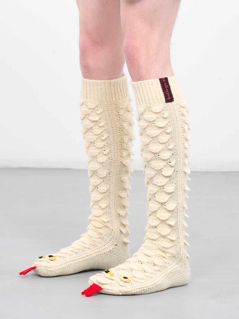Snake Scales Wool Socks (774794V3N90-103-IVORY)