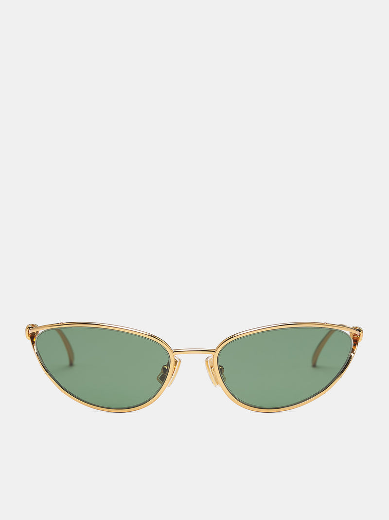 Gold Knot Cat Eye Sunglasses (799386V4450-8045-GOLD-GREEN)