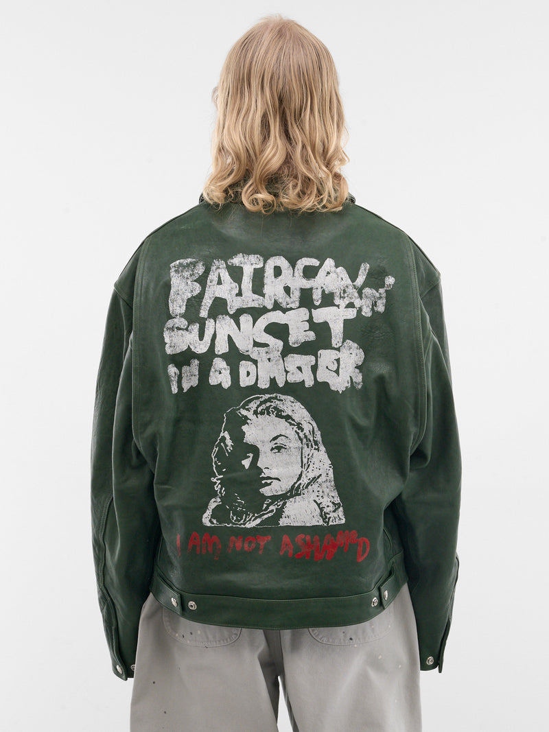 Leather "I Am Not Ashamed" Jacket (7U006Q1010-GREEN)