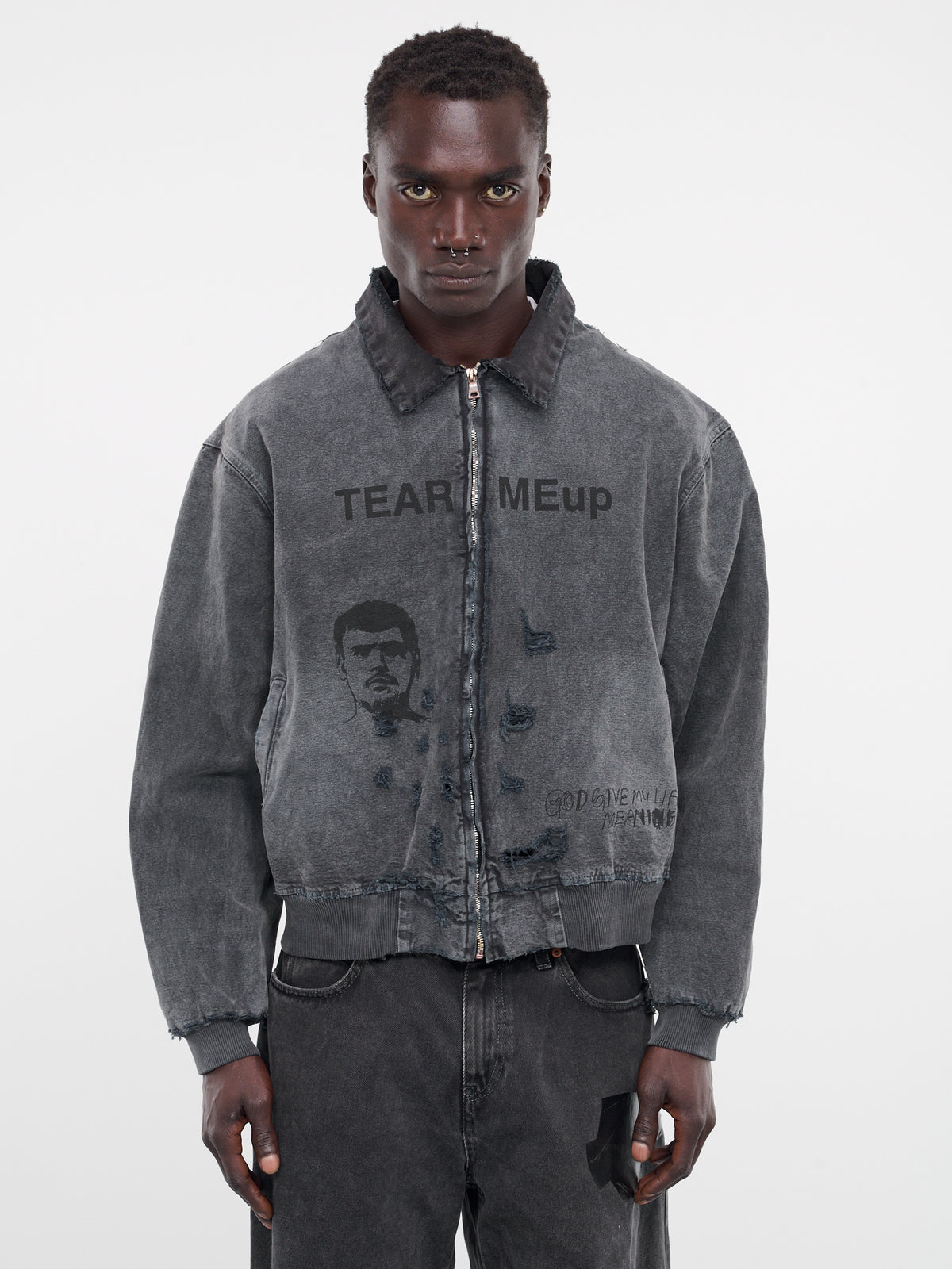 Tear Meup Canvas Jacket (7UO24Q1005-BLACK)