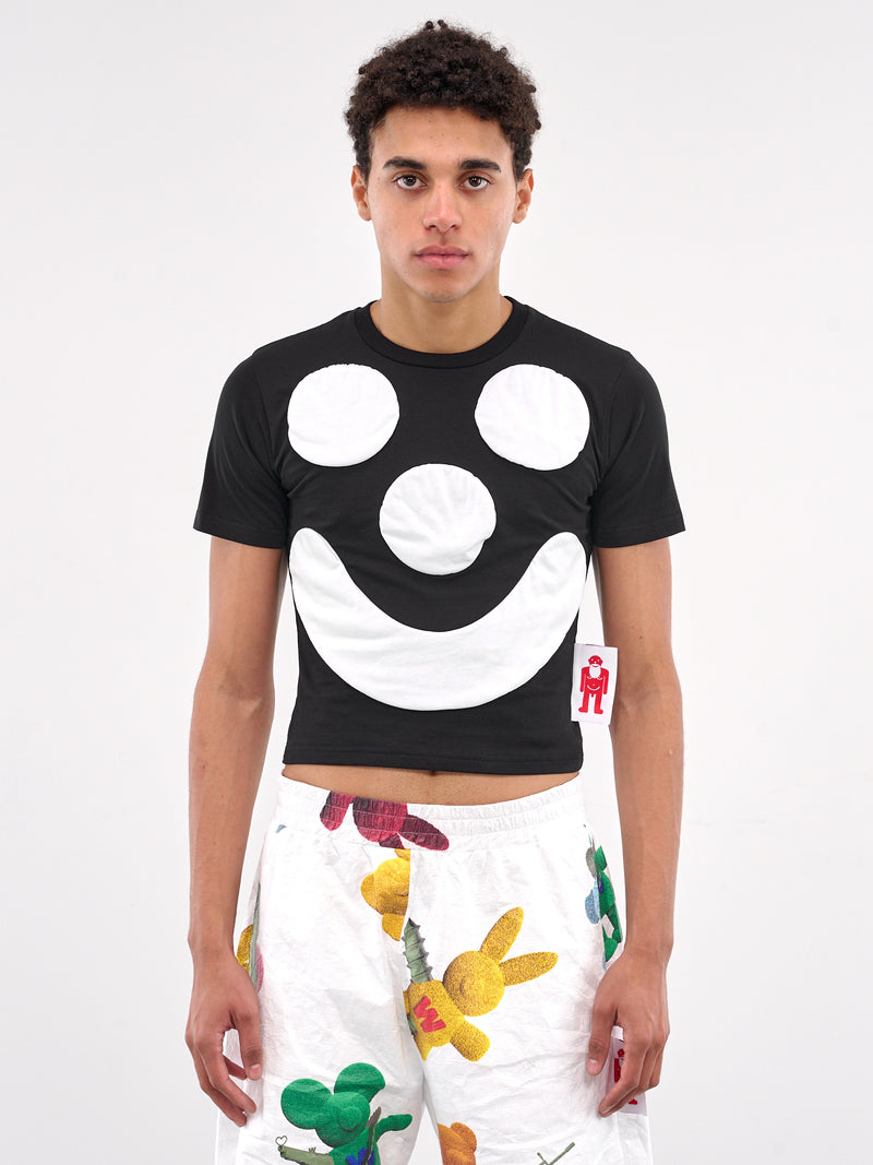 Smile Graphic Cropped Slim Tee (8007-CC34-BLACK)