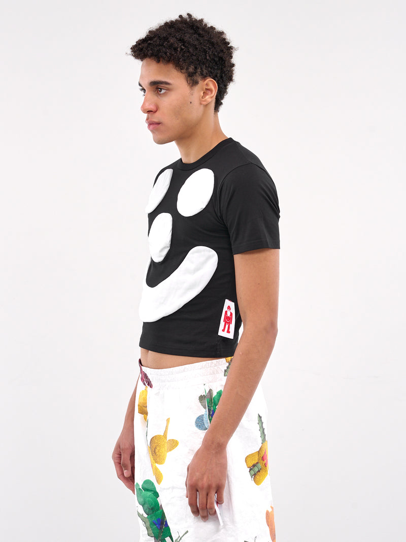 Smile Graphic Cropped Slim Tee (8007-CC34-BLACK)