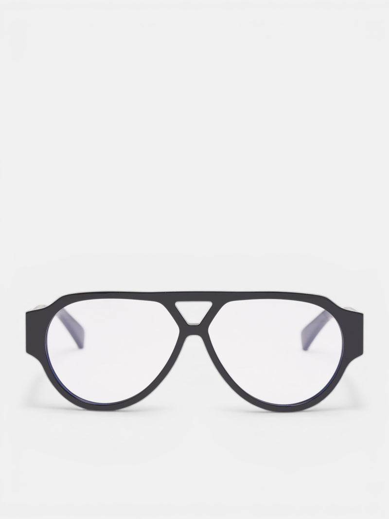 Black Rounded Aviator Glasses (810164V2Q30002-BLACK)