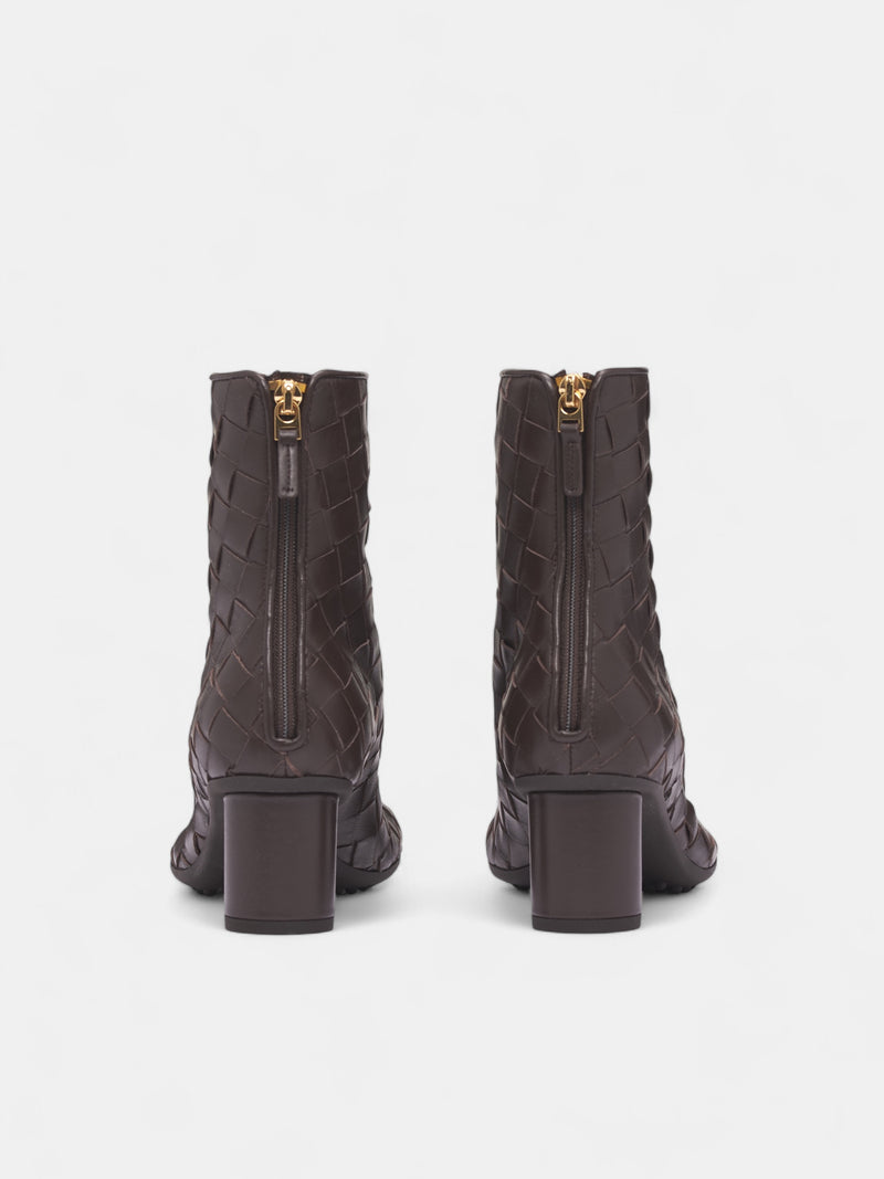 Brown Intrecciato Leather Boots (811017V2ED0-2113-FONDANT)