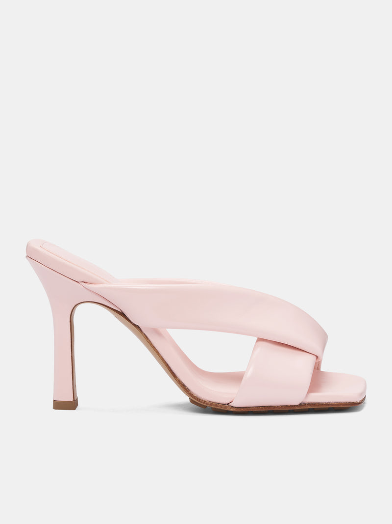 BOTTEGA VENETA Pink Heeled Mules | H.Lorenzo - front