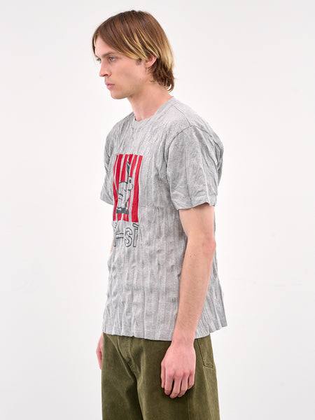 Tシャツ・カットソー BOTTEGA VENETA Men T-shirt Grey 833132V5K50 1367 Crushed Graphic Tee (833132V5K50-1367-LIGHT-GREY-ME)