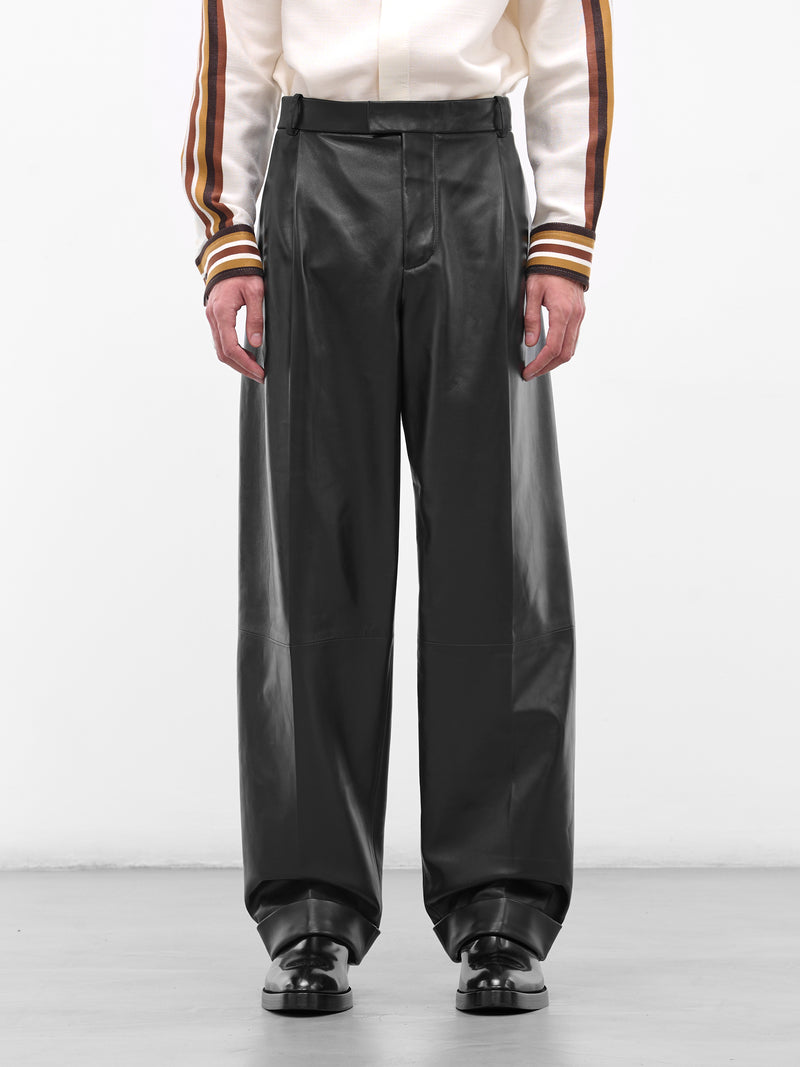 BOTTEGA VENETA Leather Wide Leg Trousers | H.Lorenzo - front